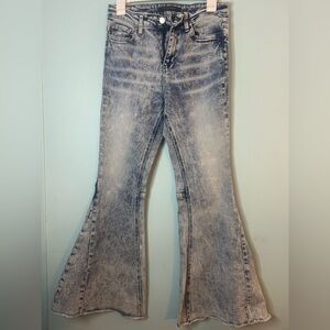 Flying Monkey Blue Acid Wash Flare Jeans